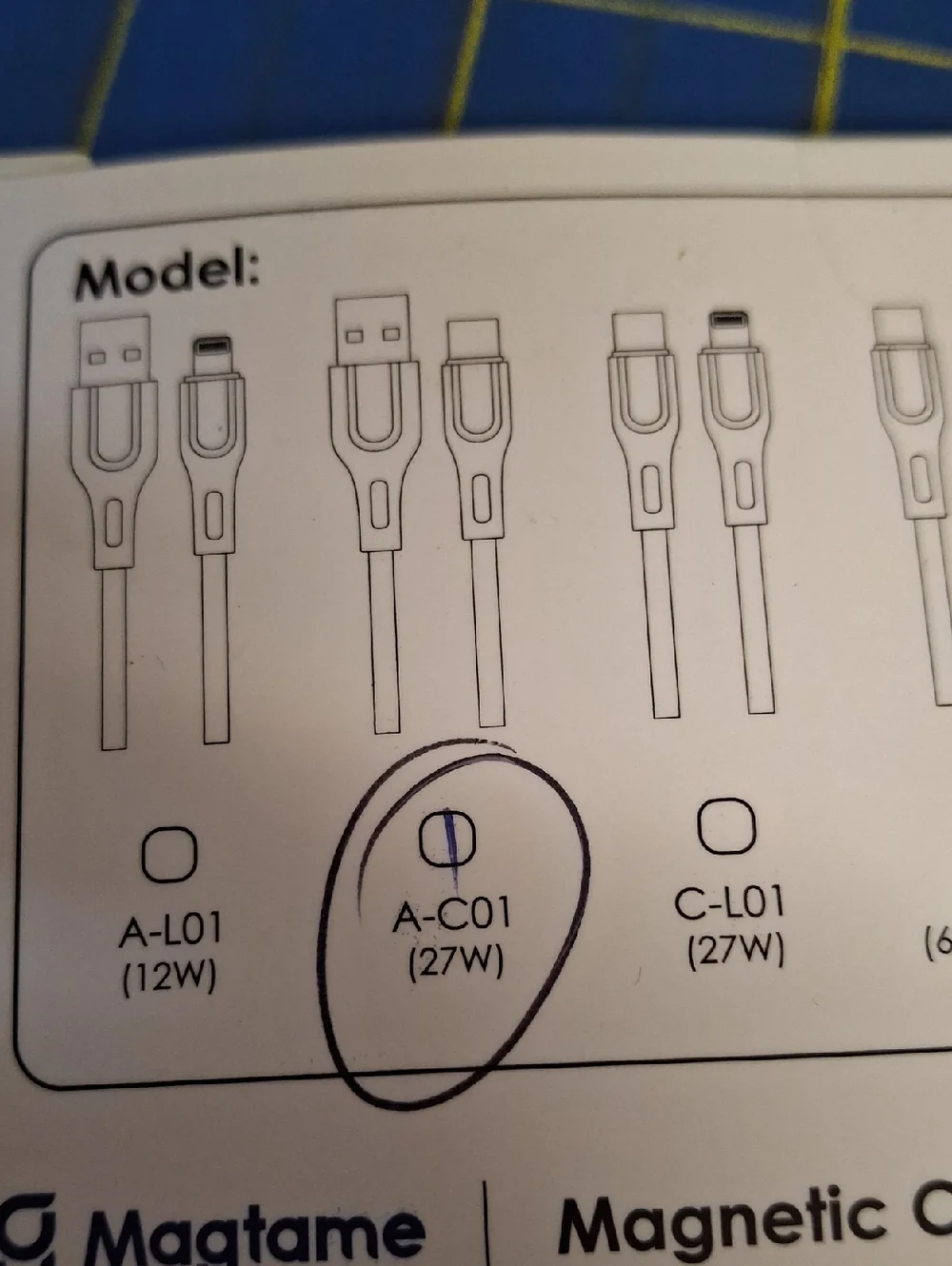 MagTame A-C01 27W Magnetic Charge Cable with Data Transfer New 1.5m Silver White